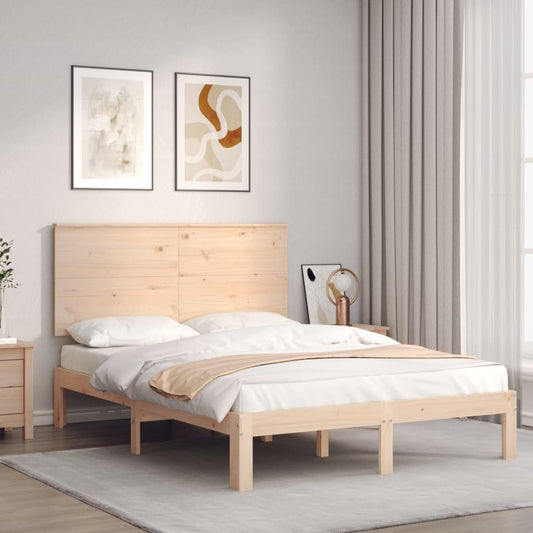 Bed Frame with Headboard 140x200 cm Solid Wood