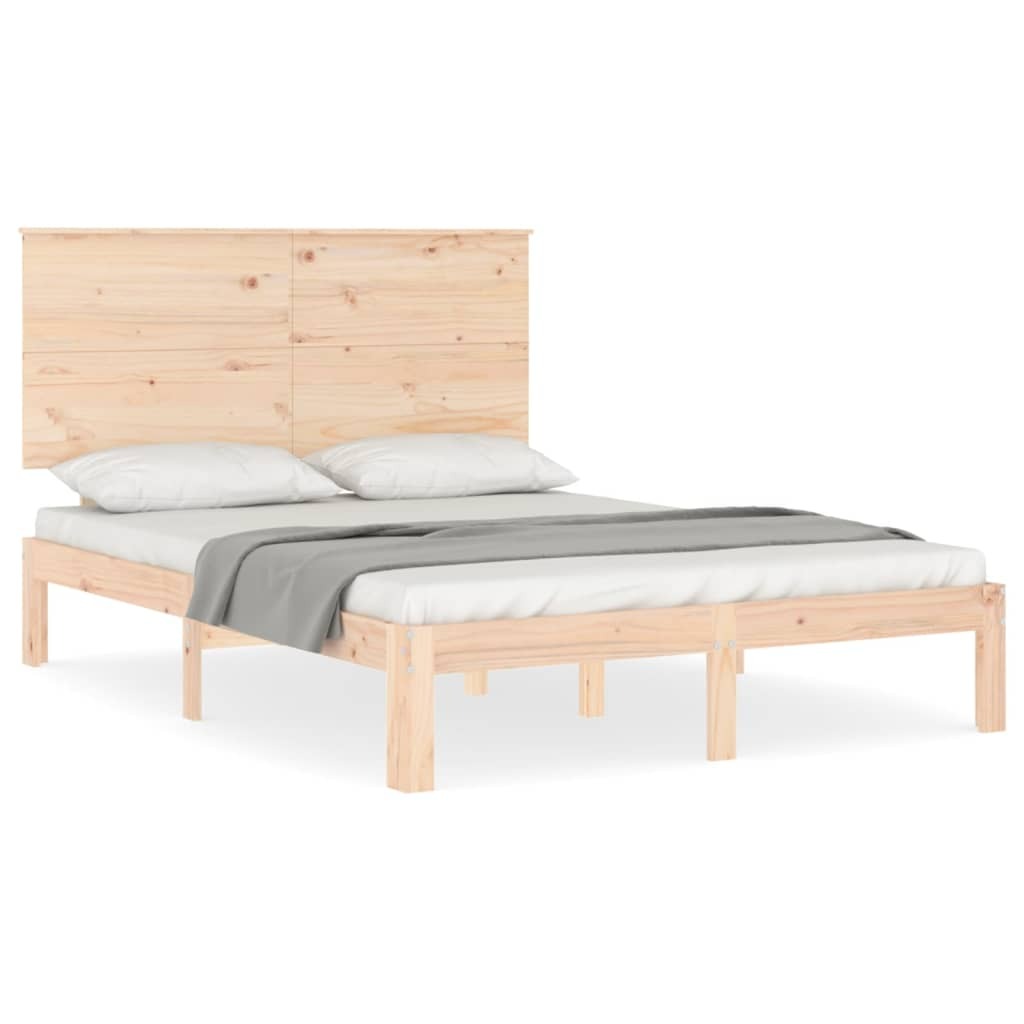 Bed Frame with Headboard 140x200 cm Solid Wood