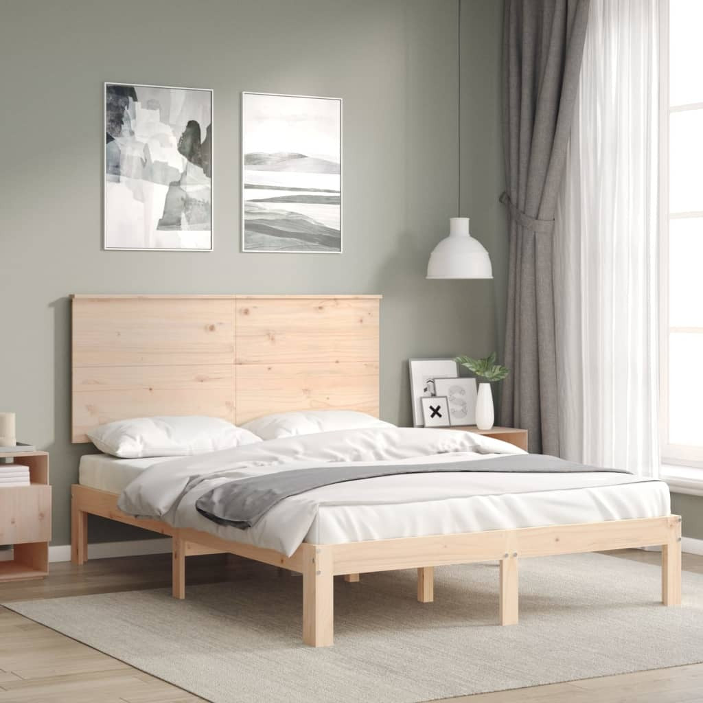 Bed Frame with Headboard 140x200 cm Solid Wood