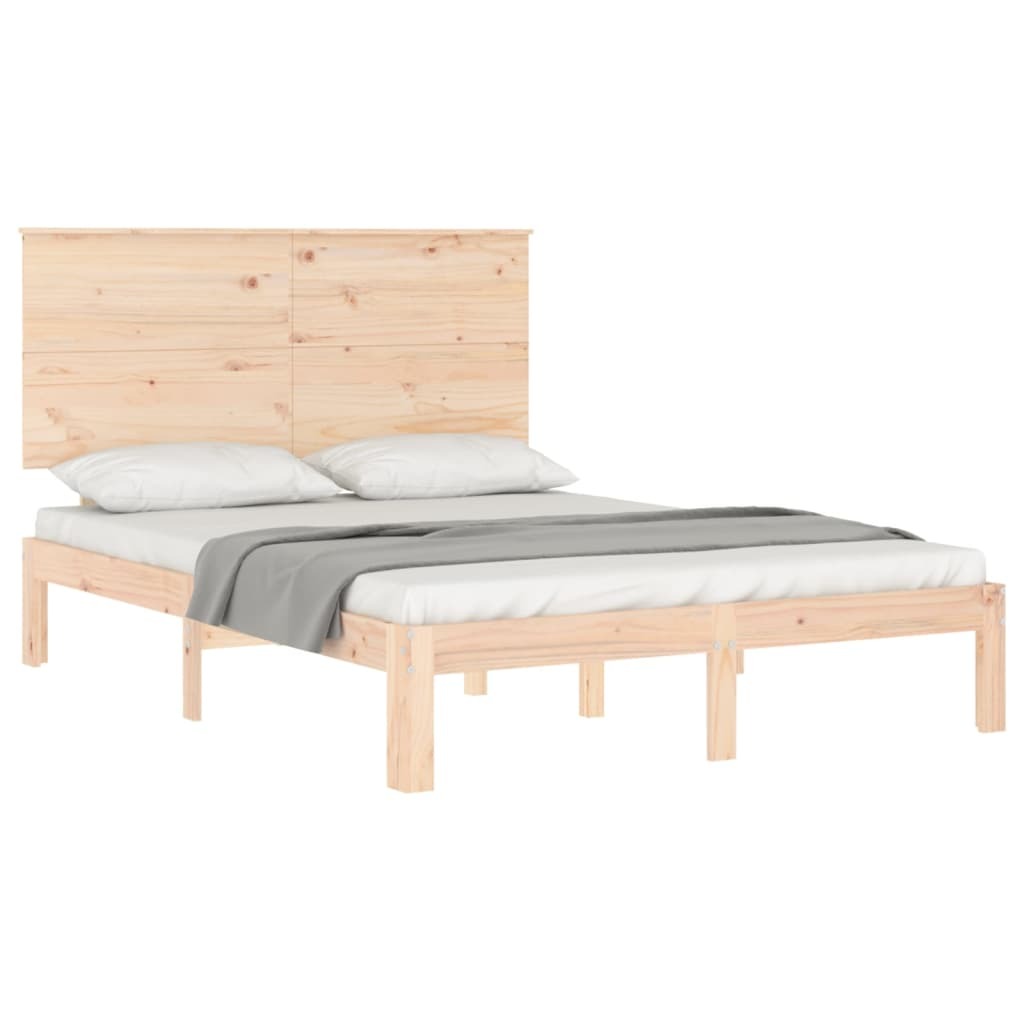 Bed Frame with Headboard 140x200 cm Solid Wood