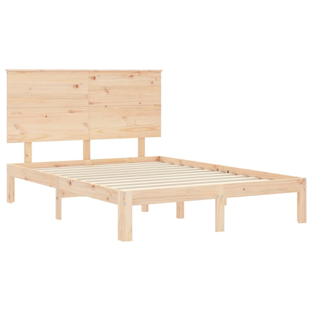 Bed Frame with Headboard 140x200 cm Solid Wood