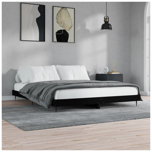Bed Frame Black 200x200 cm Engineered Wood