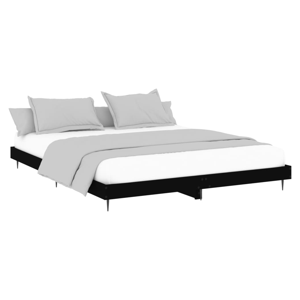 Bed Frame Black 200x200 cm Engineered Wood