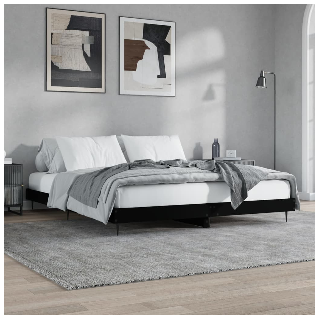Bed Frame Black 200x200 cm Engineered Wood