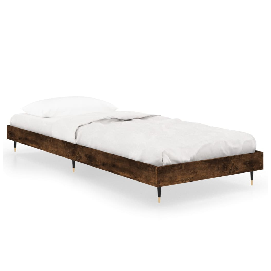 Bed Frame Smoked Oak 75x190 cm Small Single Engineered Wood