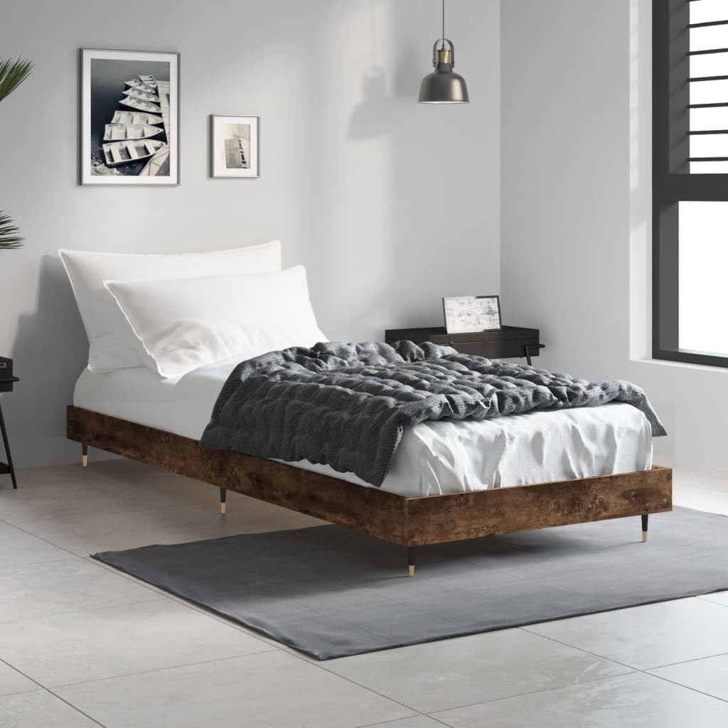 Bed Frame Smoked Oak 75x190 cm Small Single Engineered Wood