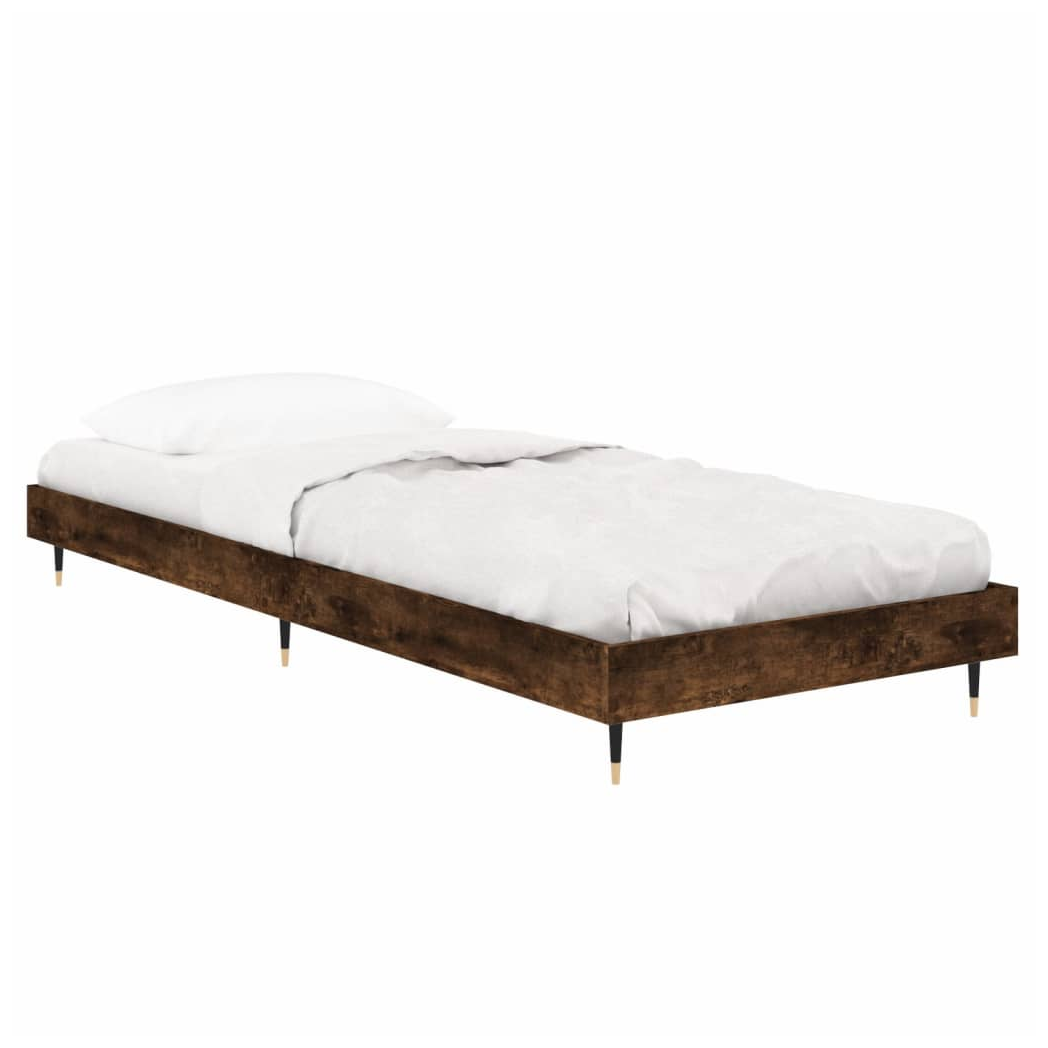 Bed Frame Smoked Oak 75x190 cm Small Single Engineered Wood