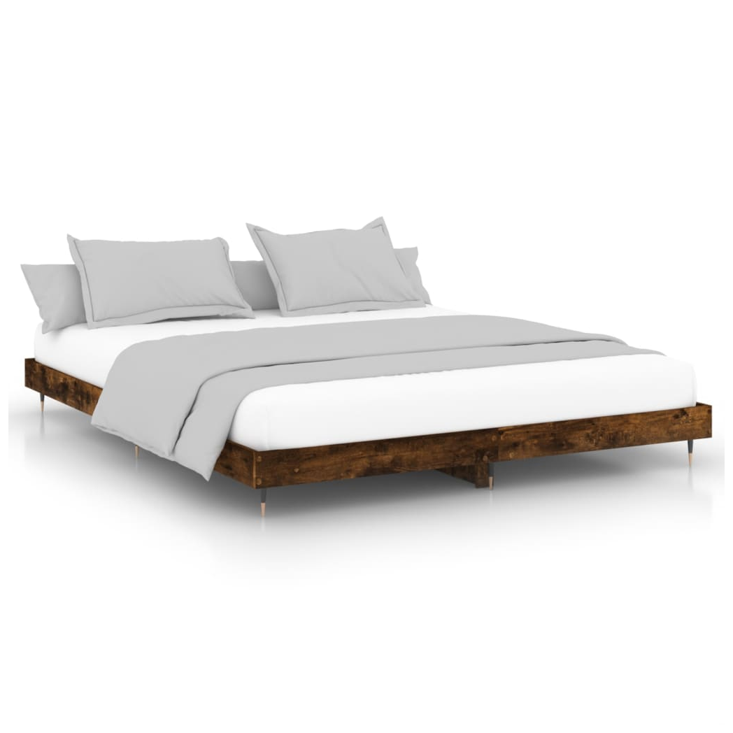 Bed Frame Smoked Oak 200x200 cm Engineered Wood