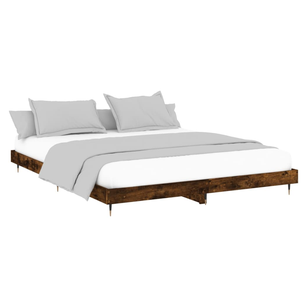 Bed Frame Smoked Oak 200x200 cm Engineered Wood