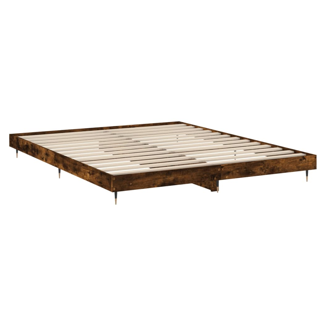 Bed Frame Smoked Oak 200x200 cm Engineered Wood