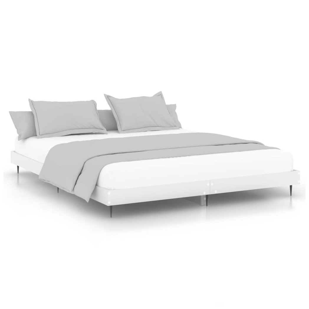 Bed Frame White 200x200 cm Engineered Wood
