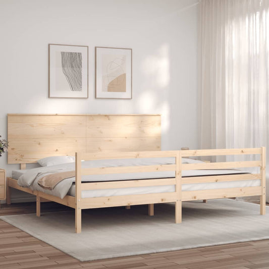 Bed Frame with Headboard 200x200 cm Solid Wood
