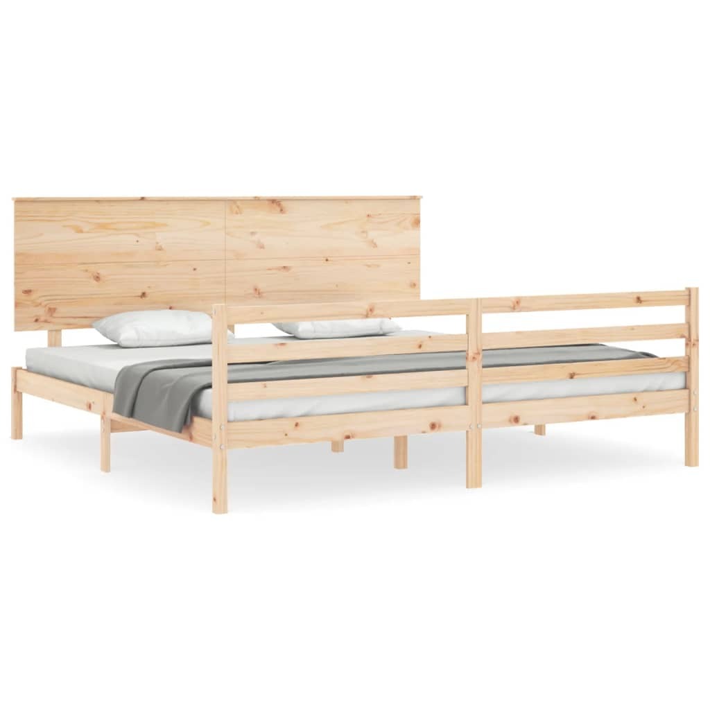 Bed Frame with Headboard 200x200 cm Solid Wood