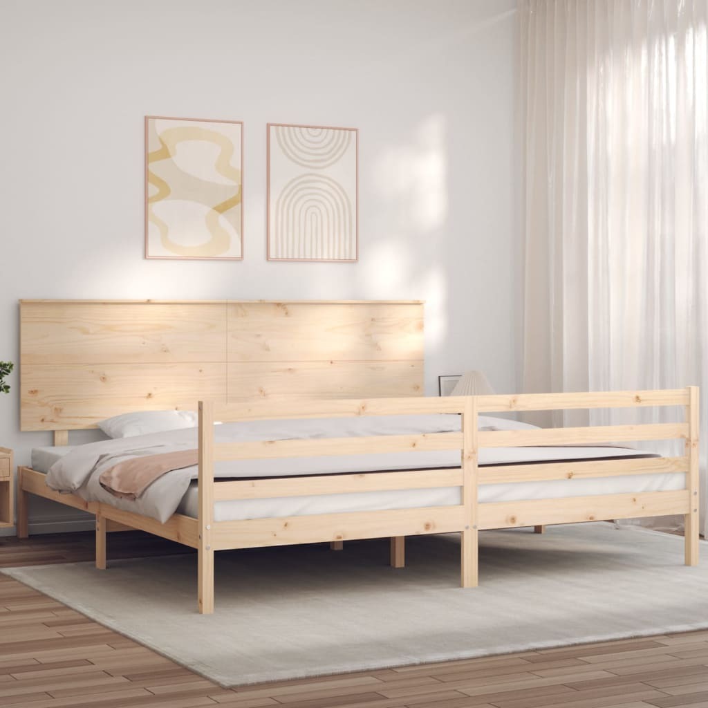 Bed Frame with Headboard 200x200 cm Solid Wood