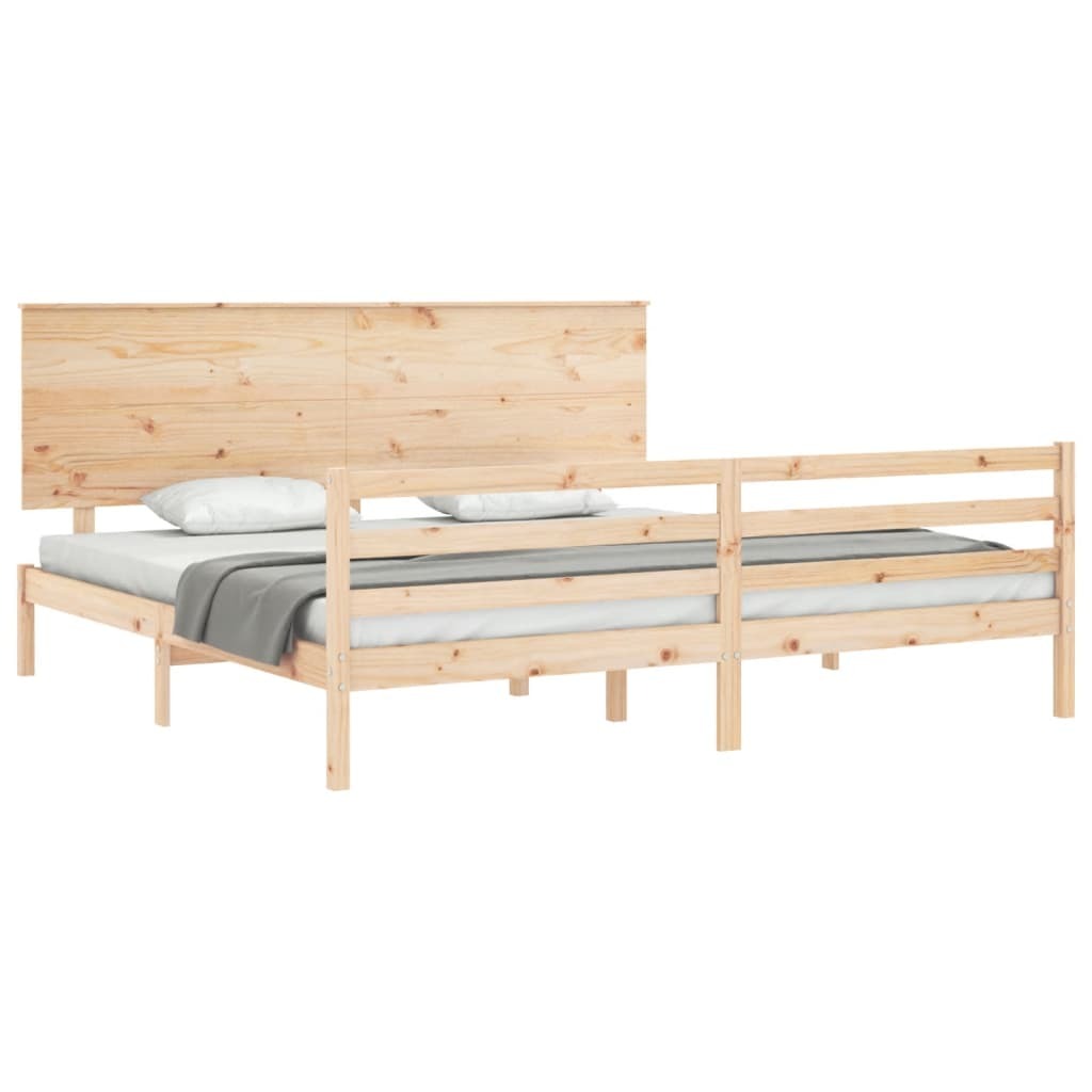 Bed Frame with Headboard 200x200 cm Solid Wood