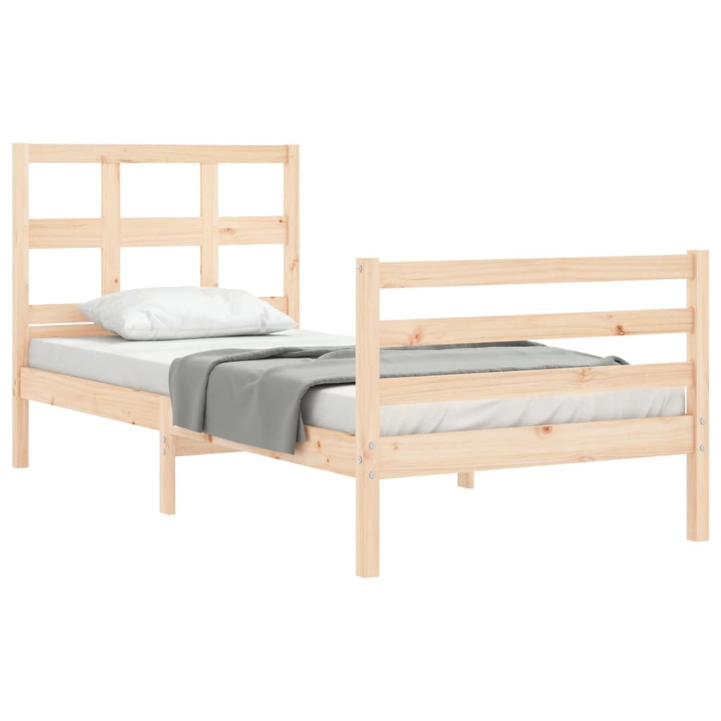 Bed Frame with Headboard Single Solid Wood
