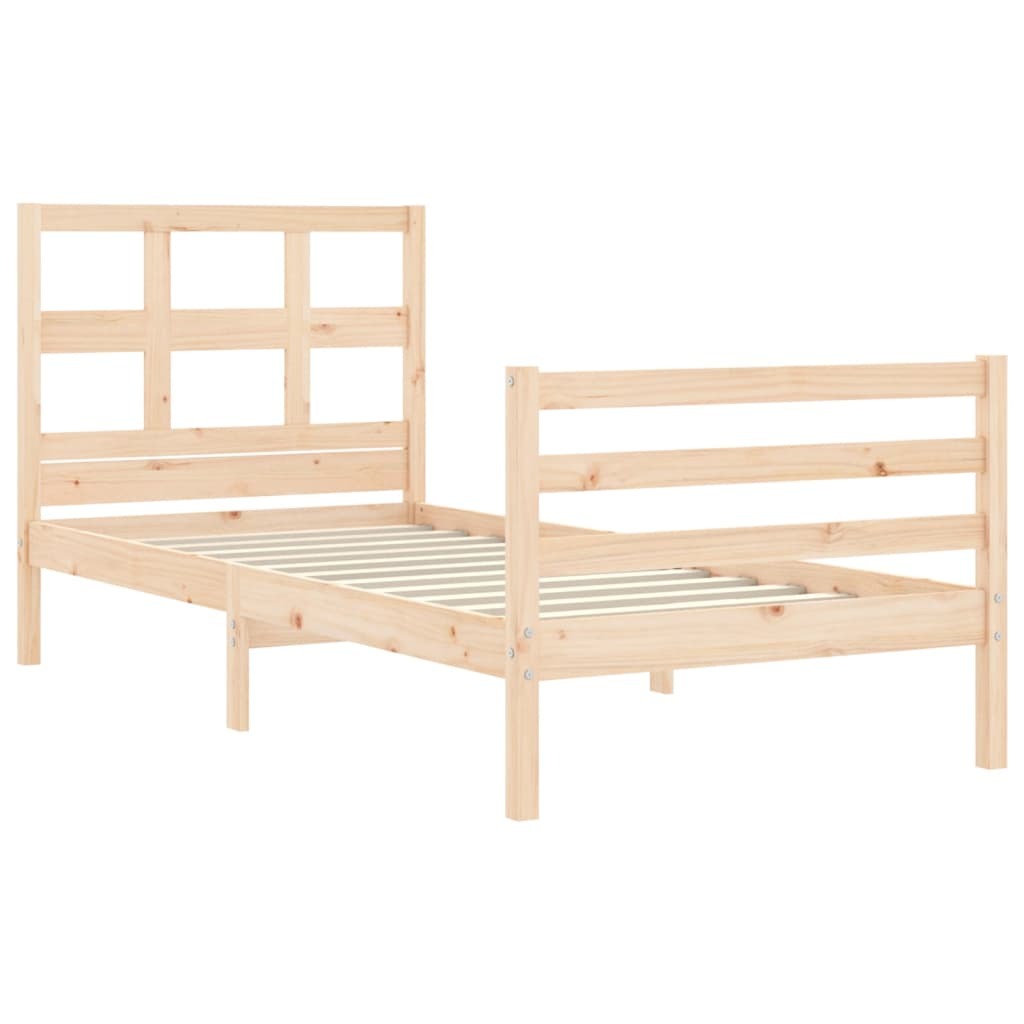 Bed Frame with Headboard Single Solid Wood