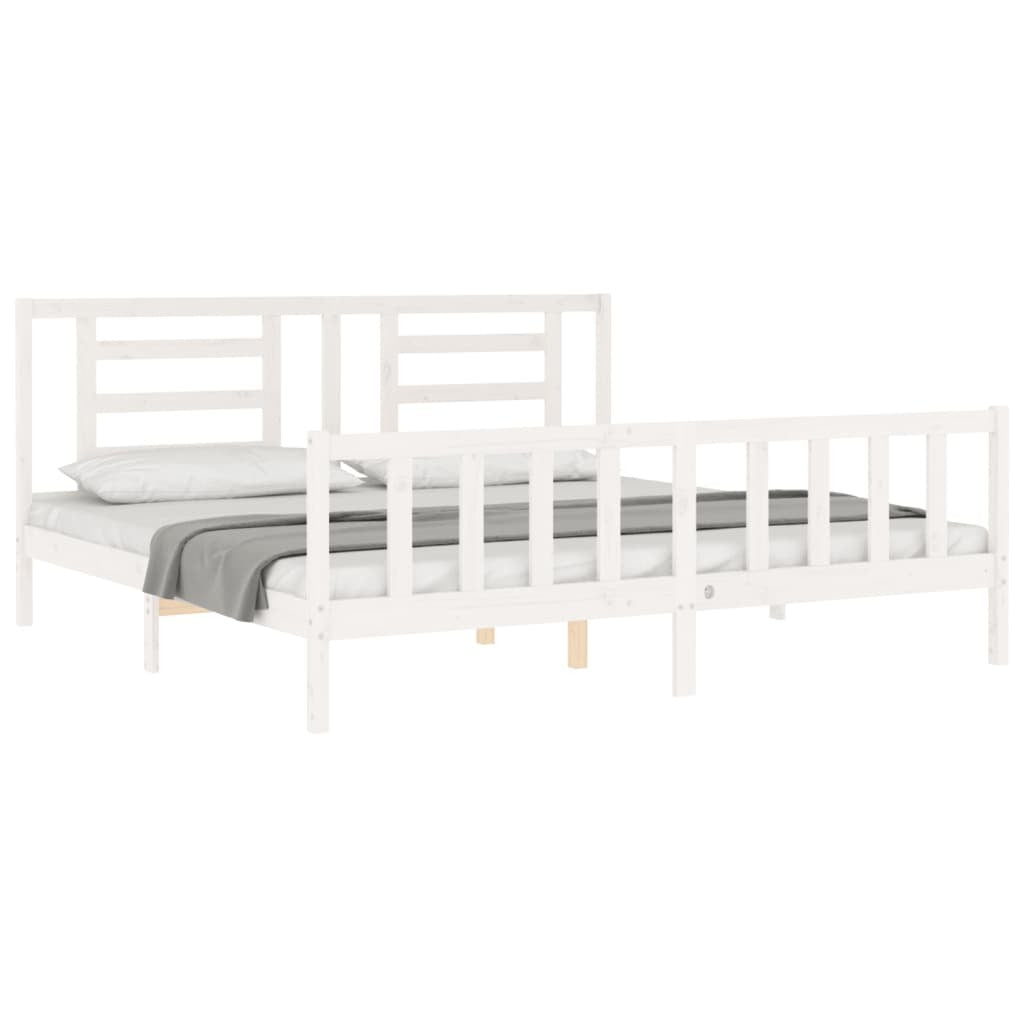 Bed Frame with Headboard White 200x200 cm Solid Wood