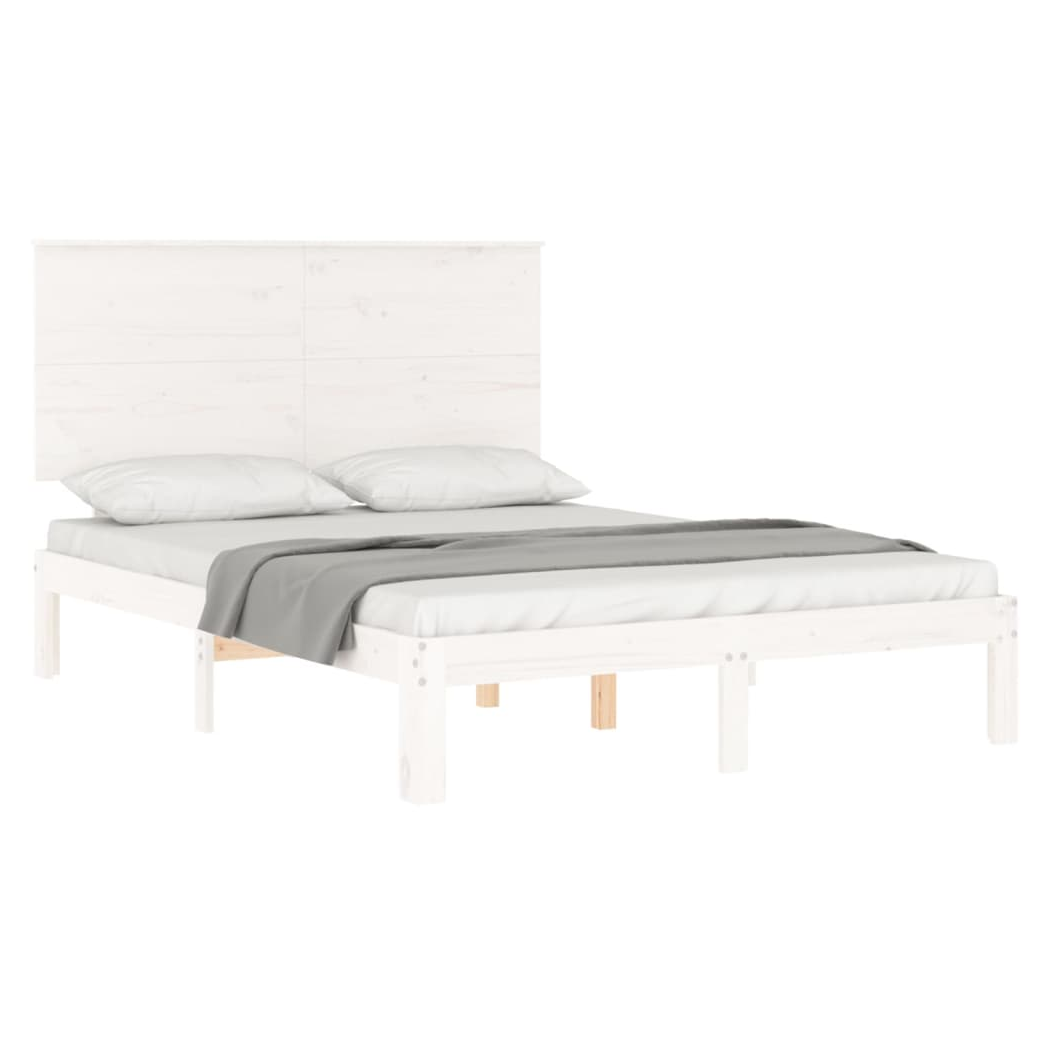 Bed Frame with Headboard White 140x200 cm Solid Wood