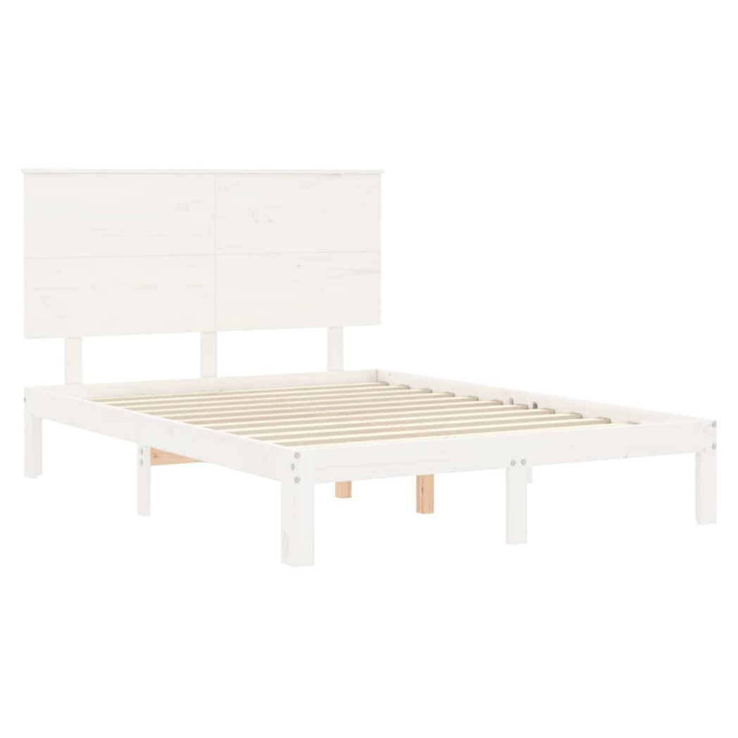 Bed Frame with Headboard White 140x200 cm Solid Wood