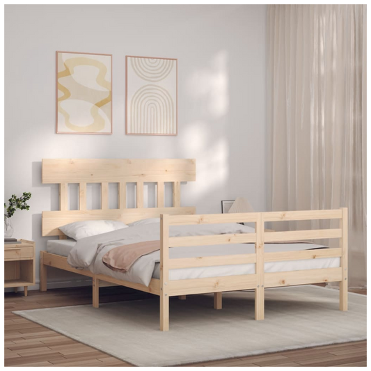 Bed Frame with Headboard 140x200 cm Solid Wood