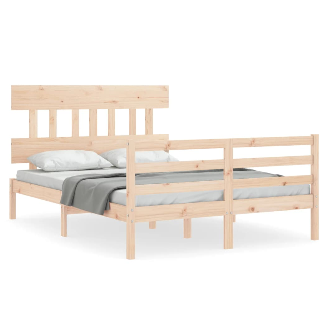 Bed Frame with Headboard 140x200 cm Solid Wood