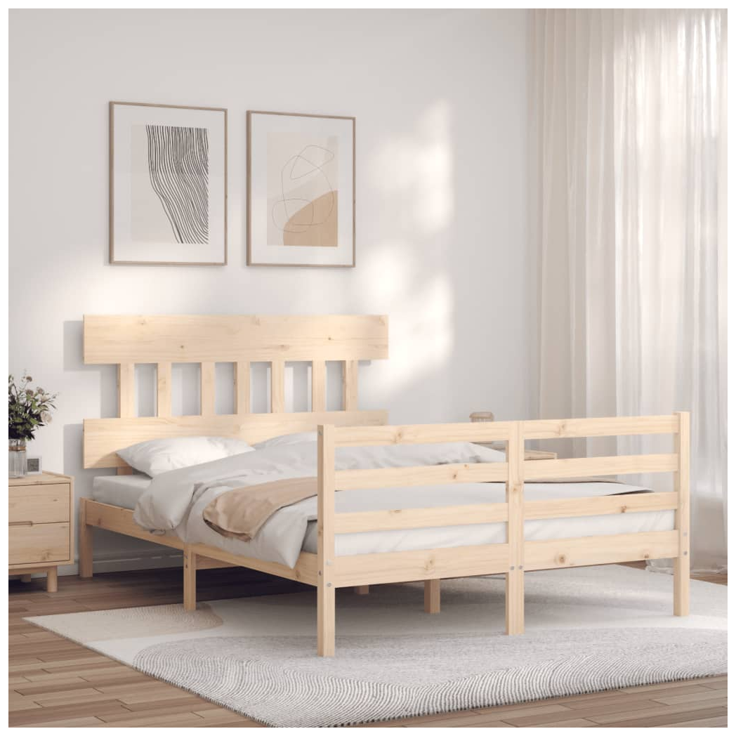 Bed Frame with Headboard 140x200 cm Solid Wood