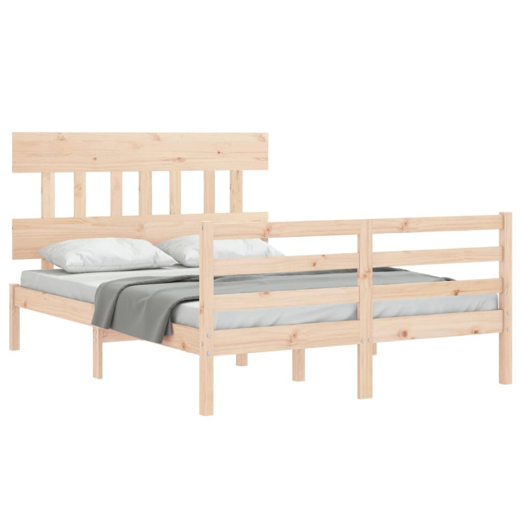Bed Frame with Headboard 140x200 cm Solid Wood