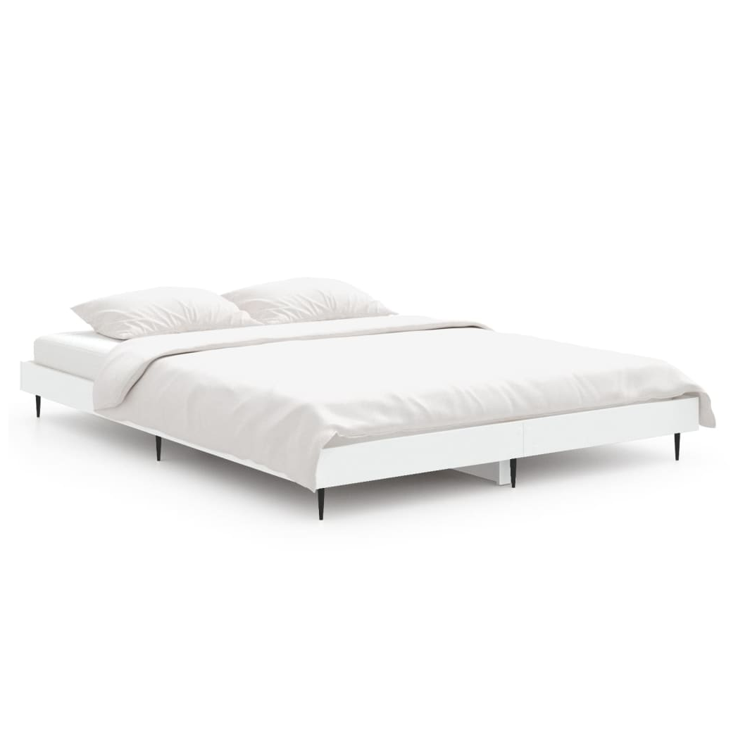 Bed Frame White 135x190 cm Double Engineered Wood