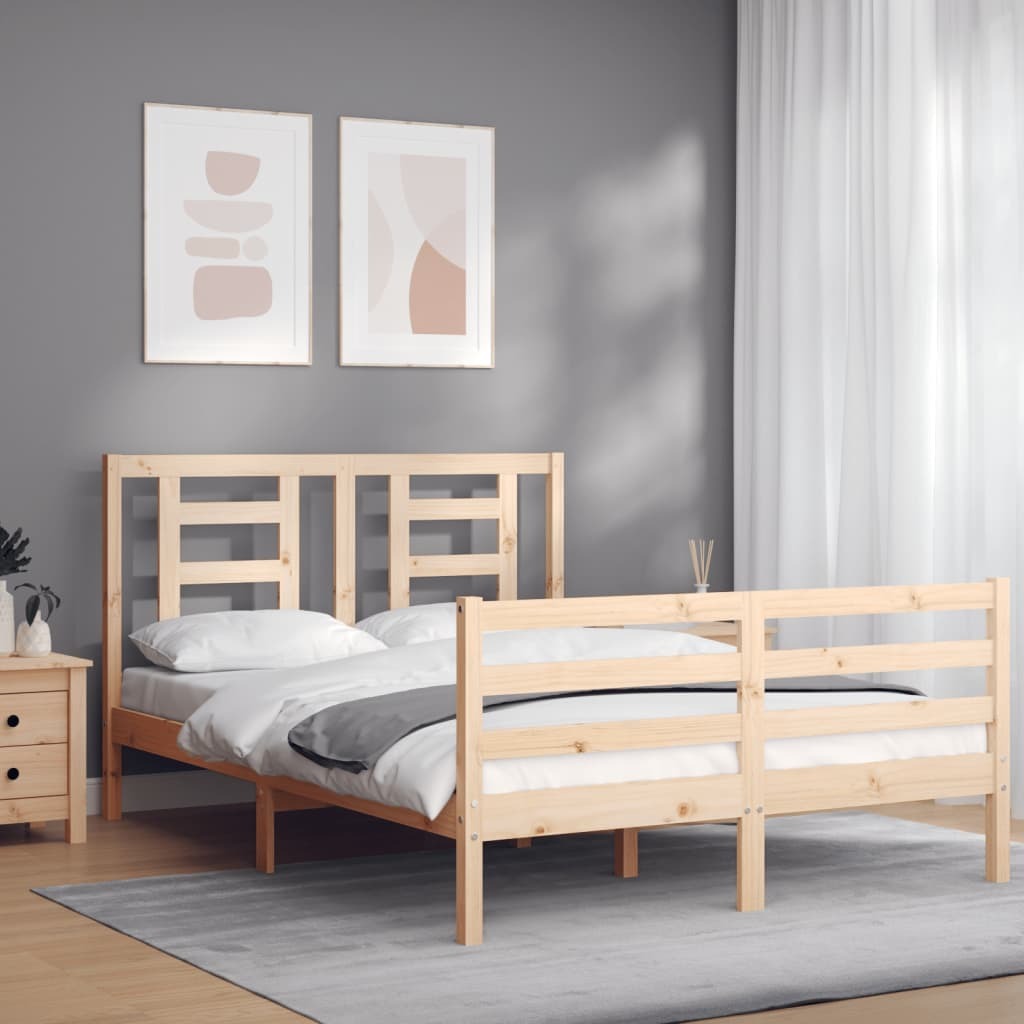 Bed Frame with Headboard 120x200 cm Solid Wood