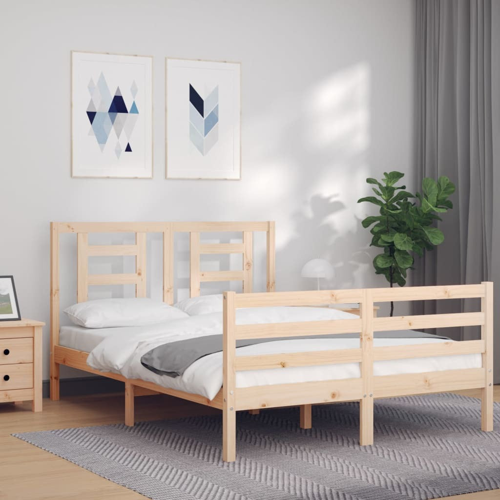 Bed Frame with Headboard 120x200 cm Solid Wood