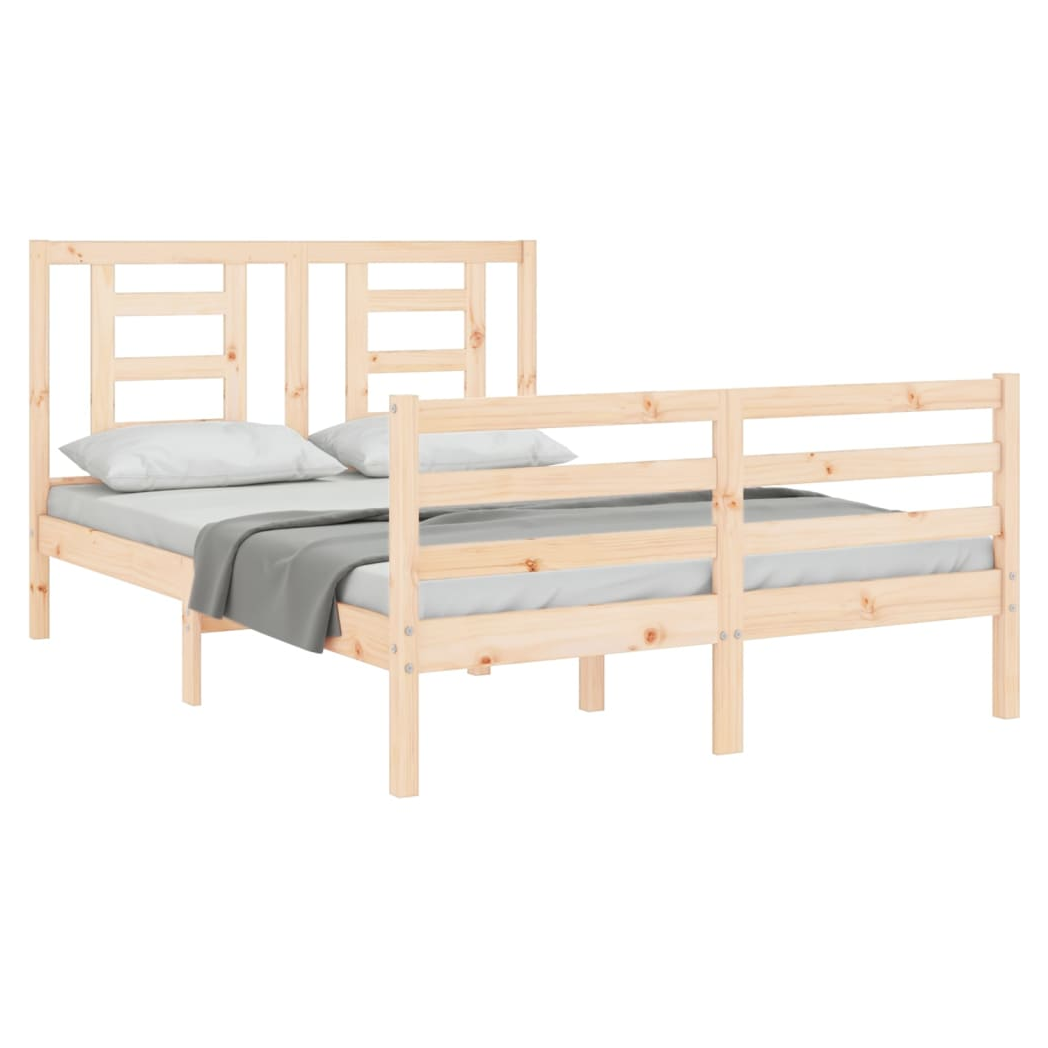 Bed Frame with Headboard 120x200 cm Solid Wood