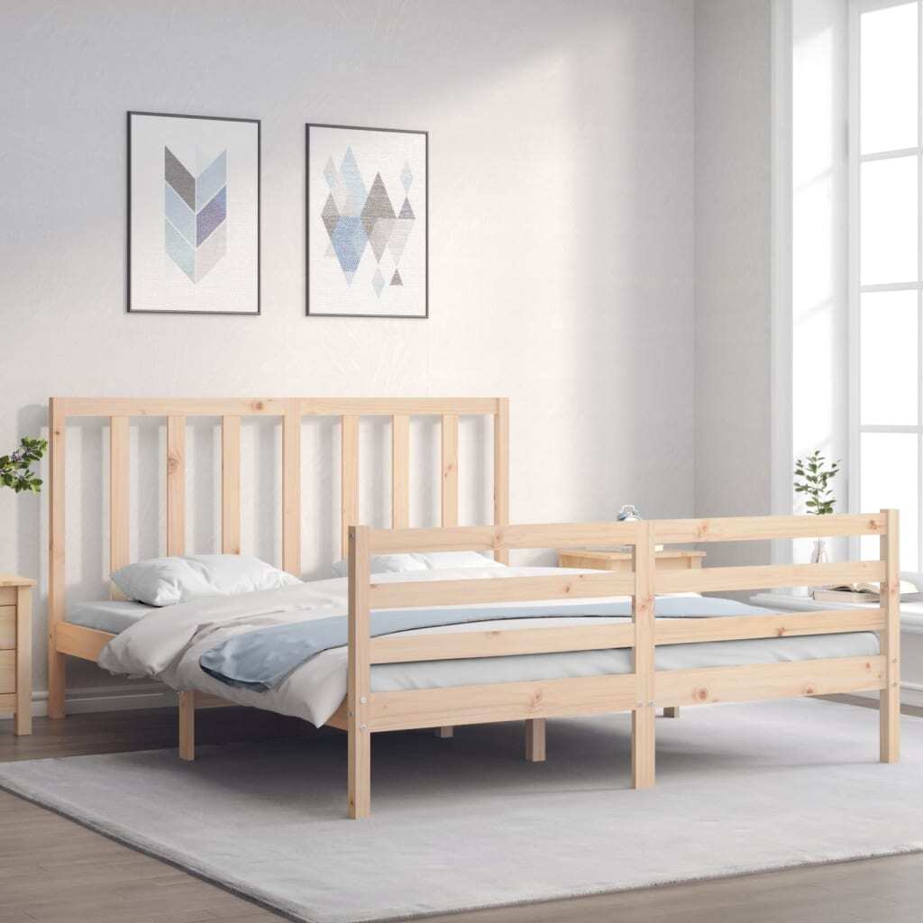 Bed Frame with Headboard 160x200 cm Solid Wood
