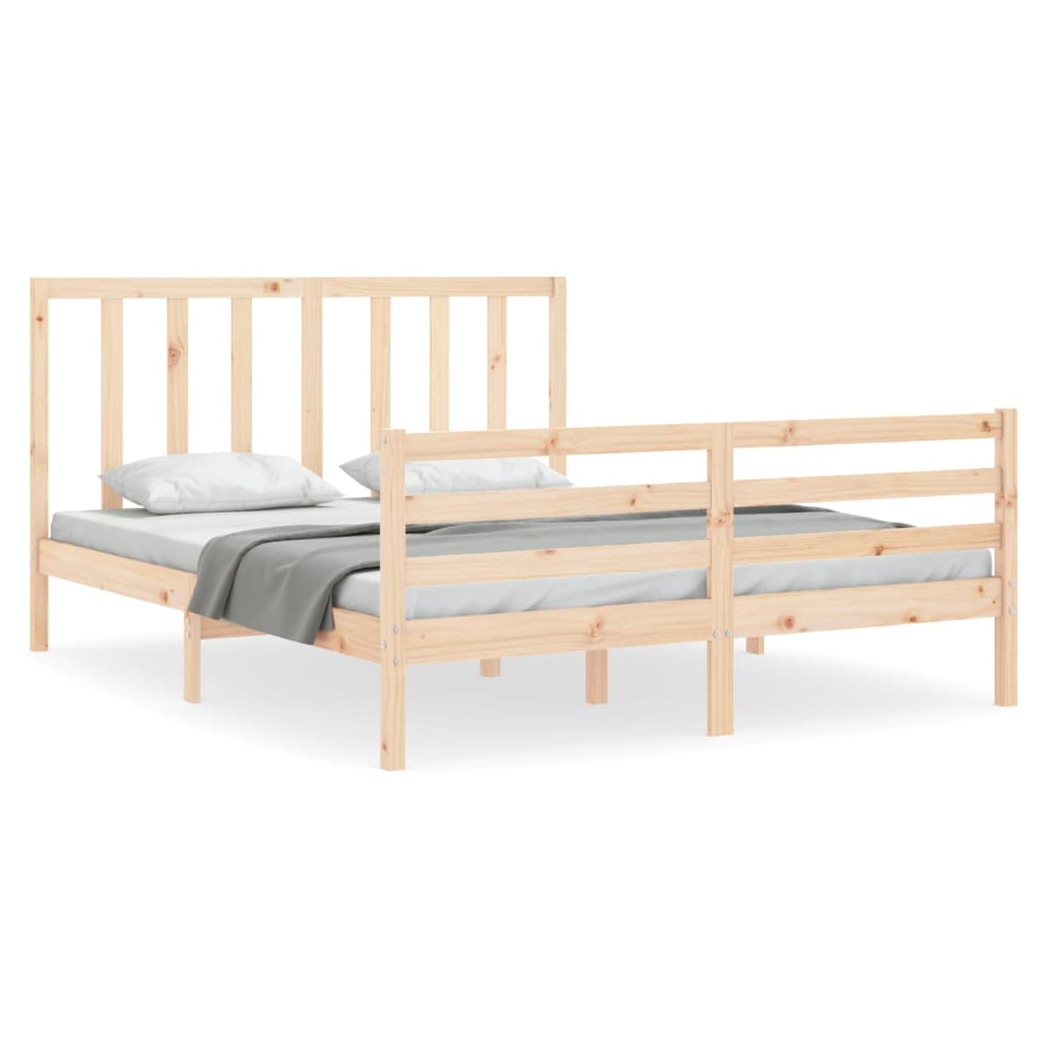 Bed Frame with Headboard 160x200 cm Solid Wood