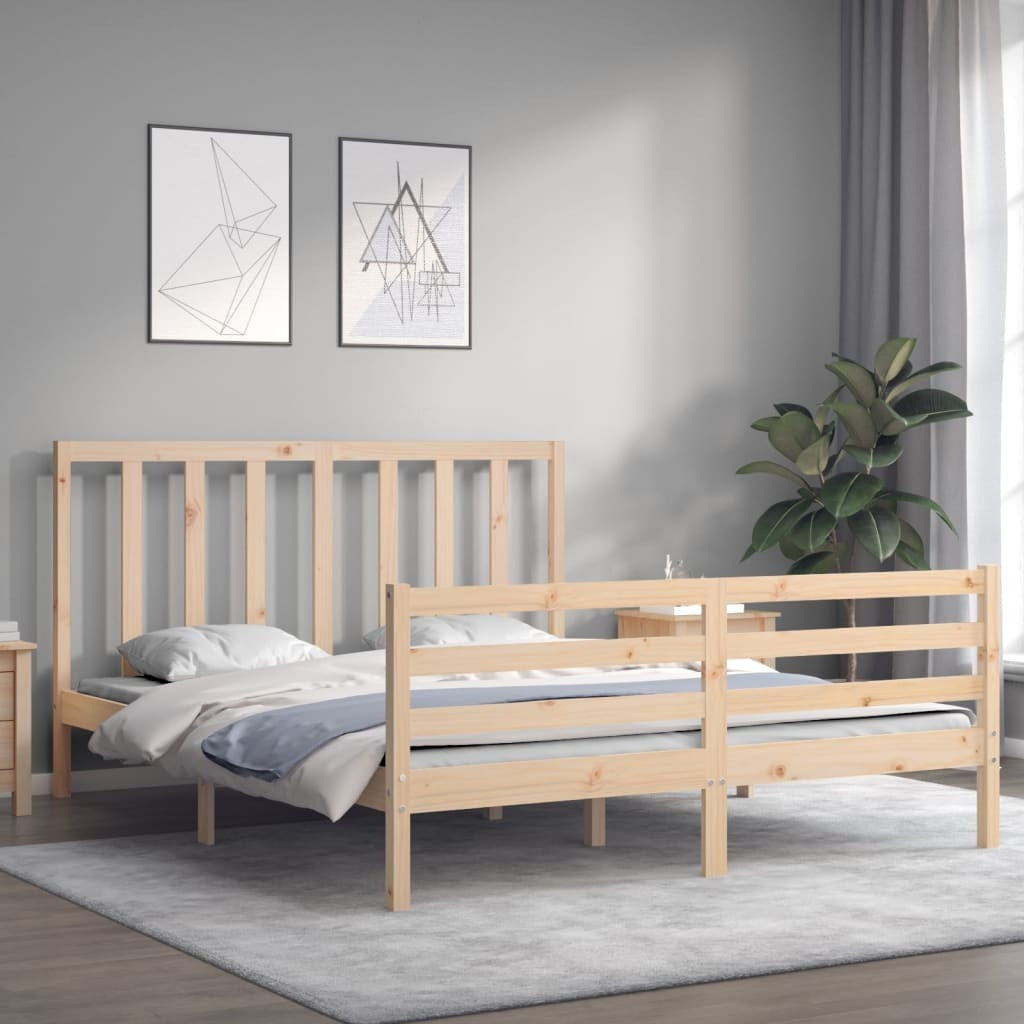 Bed Frame with Headboard 160x200 cm Solid Wood
