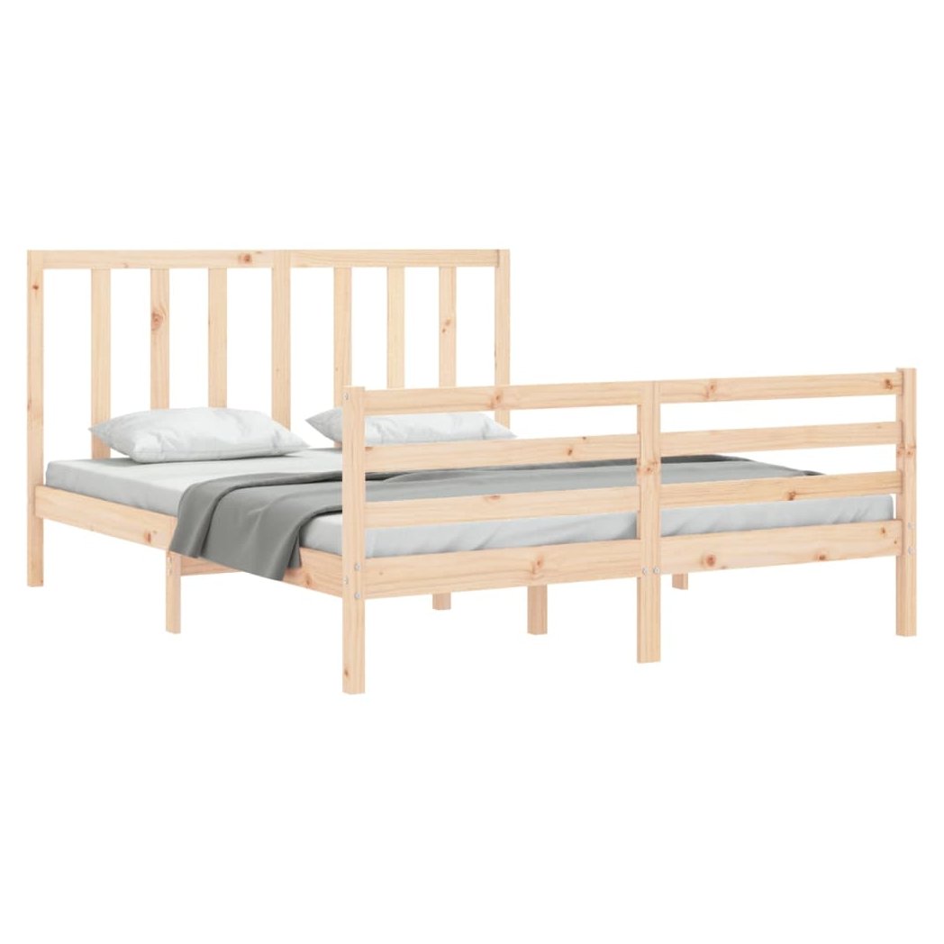 Bed Frame with Headboard 160x200 cm Solid Wood