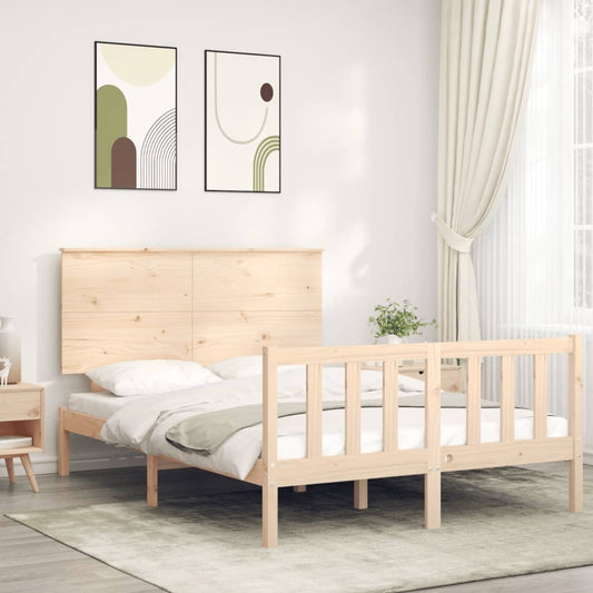 Bed Frame with Headboard 140x190 cm Solid Wood