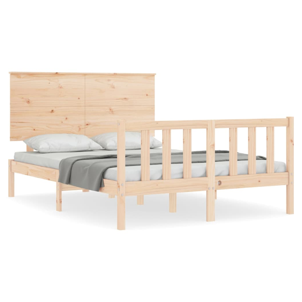 Bed Frame with Headboard 140x190 cm Solid Wood