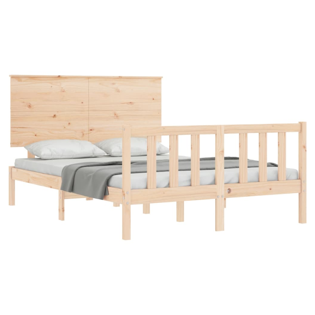 Bed Frame with Headboard 140x190 cm Solid Wood
