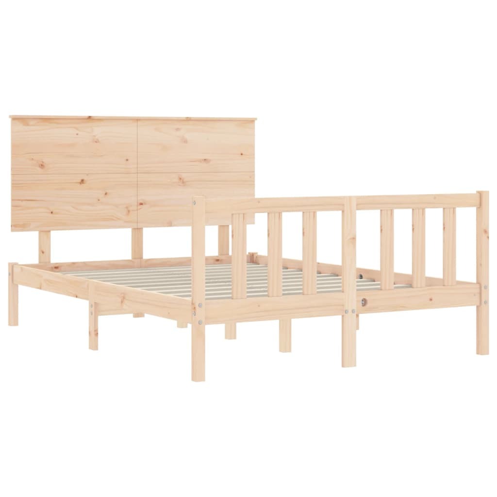 Bed Frame with Headboard 140x190 cm Solid Wood