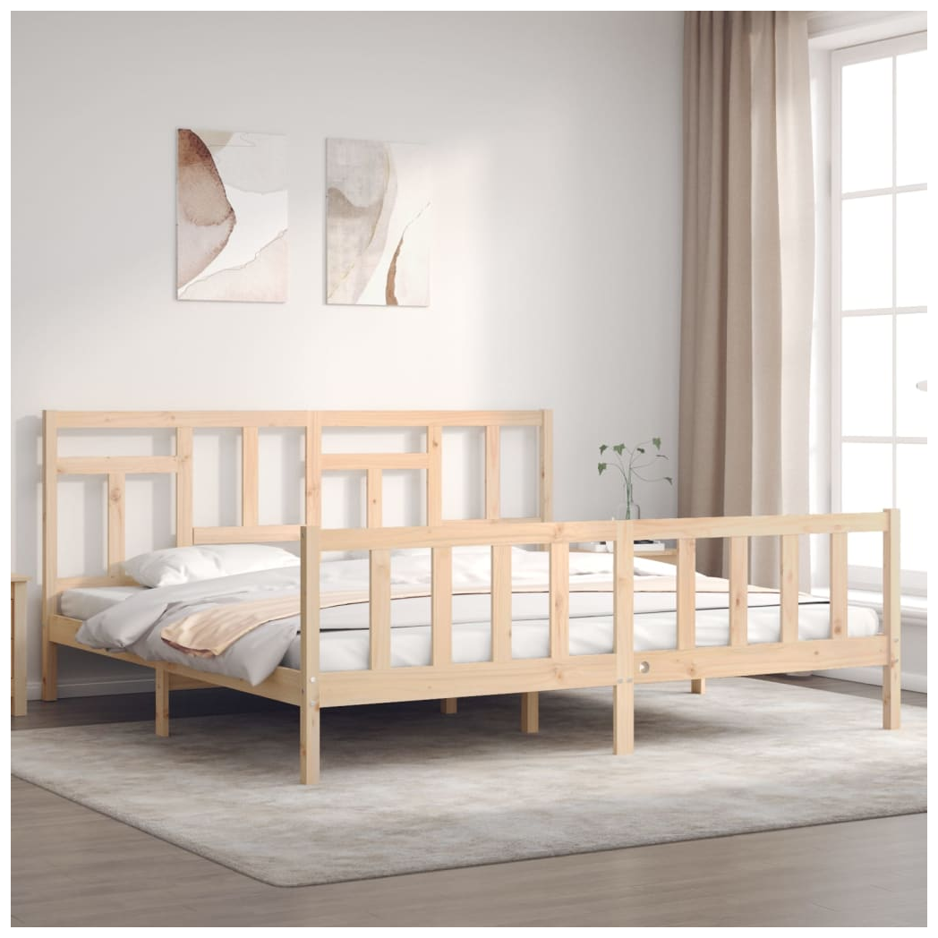 Bed Frame with Headboard 200x200 cm Solid Wood