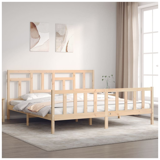 Bed Frame with Headboard 200x200 cm Solid Wood