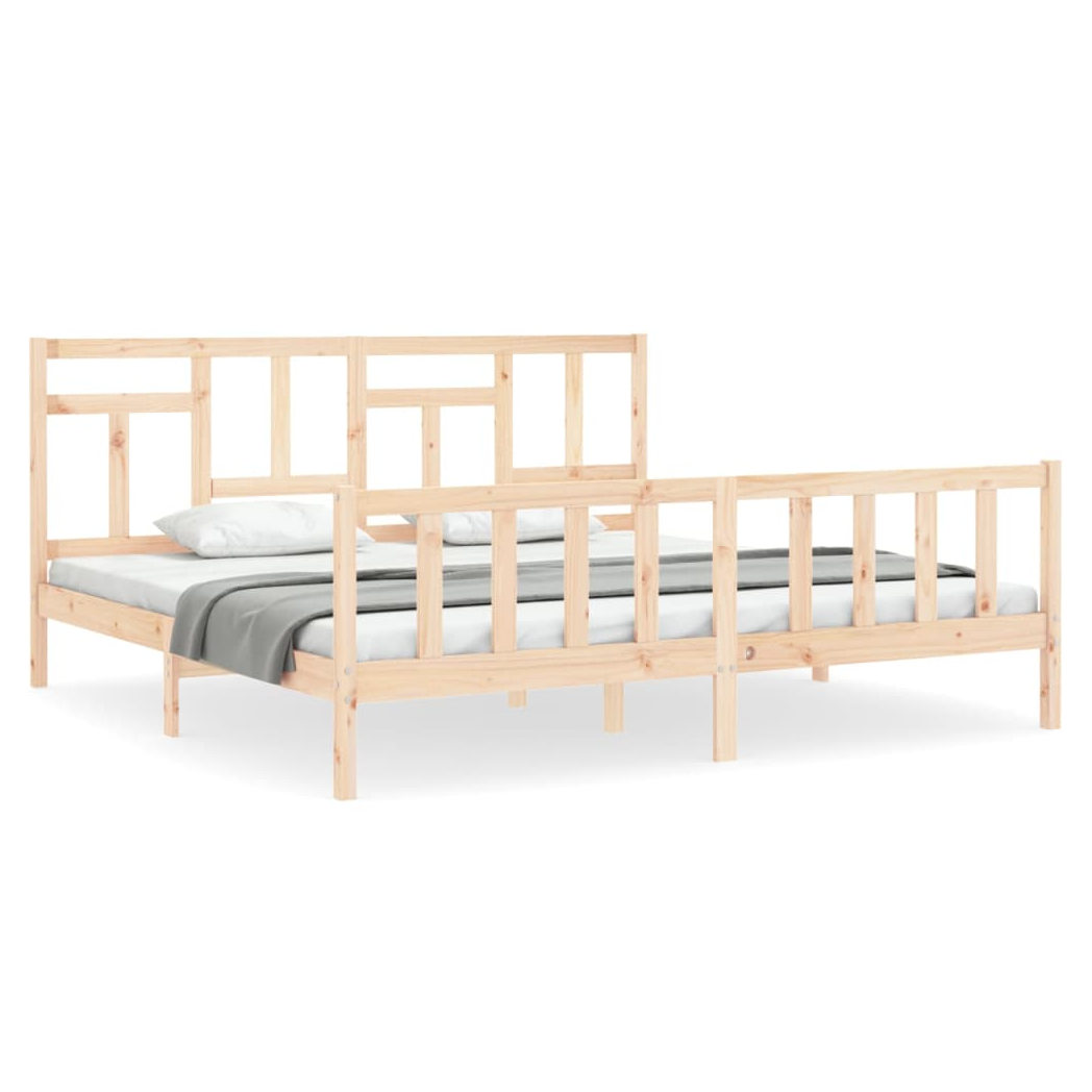 Bed Frame with Headboard 200x200 cm Solid Wood