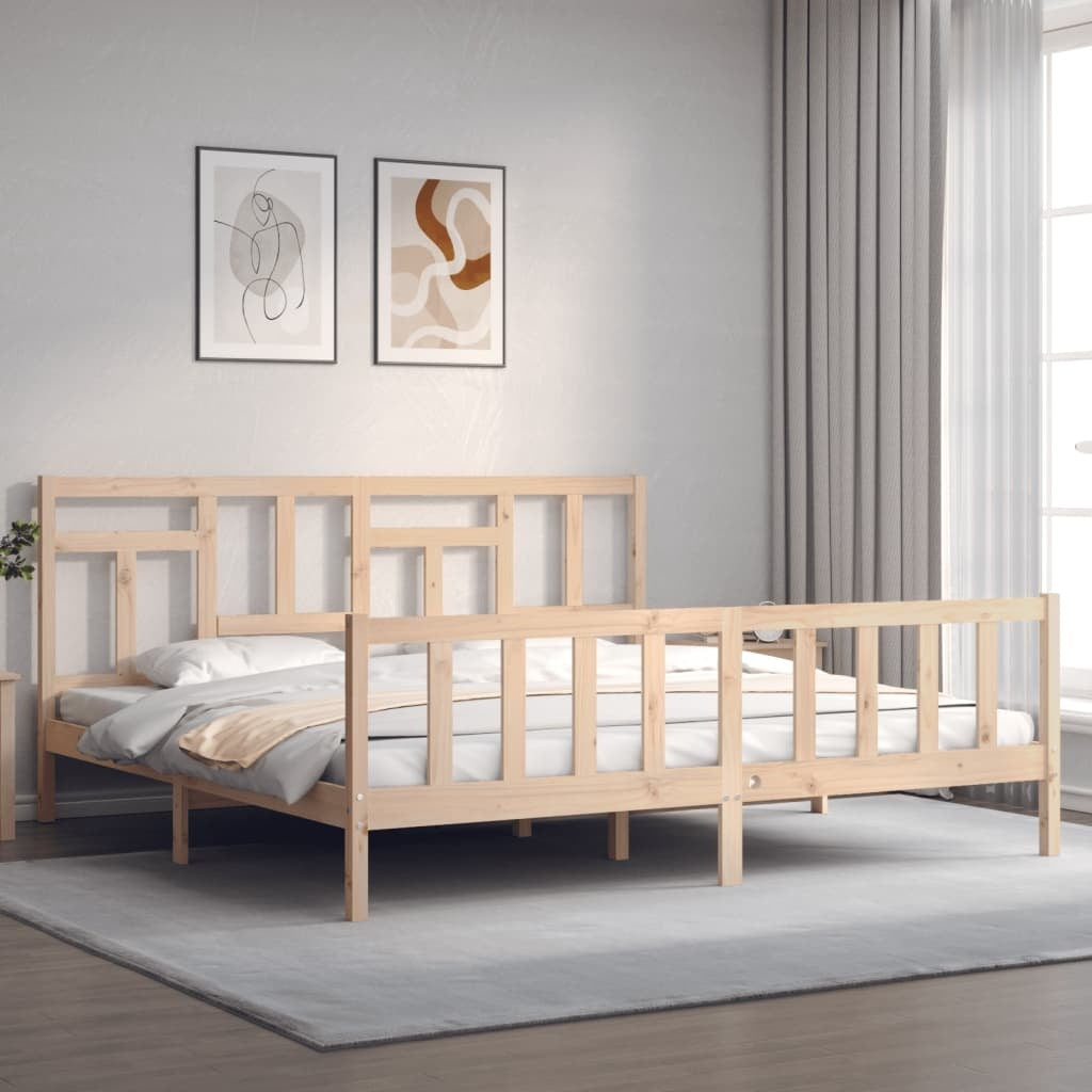 Bed Frame with Headboard 200x200 cm Solid Wood