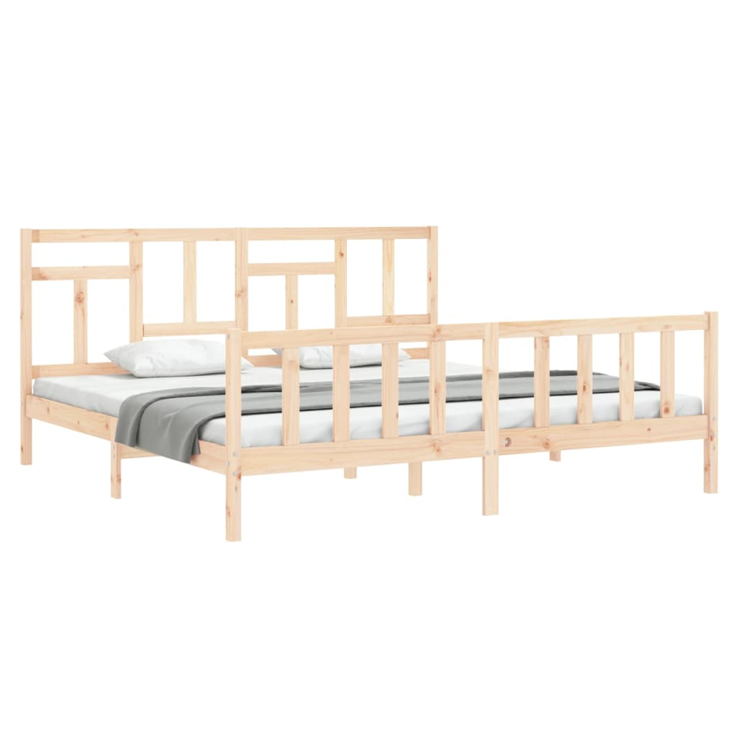 Bed Frame with Headboard 200x200 cm Solid Wood