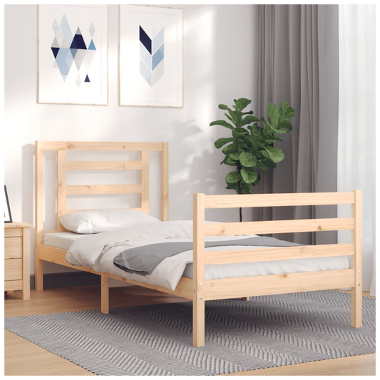 Bed Frame with Headboard 90x200 cm Solid Wood