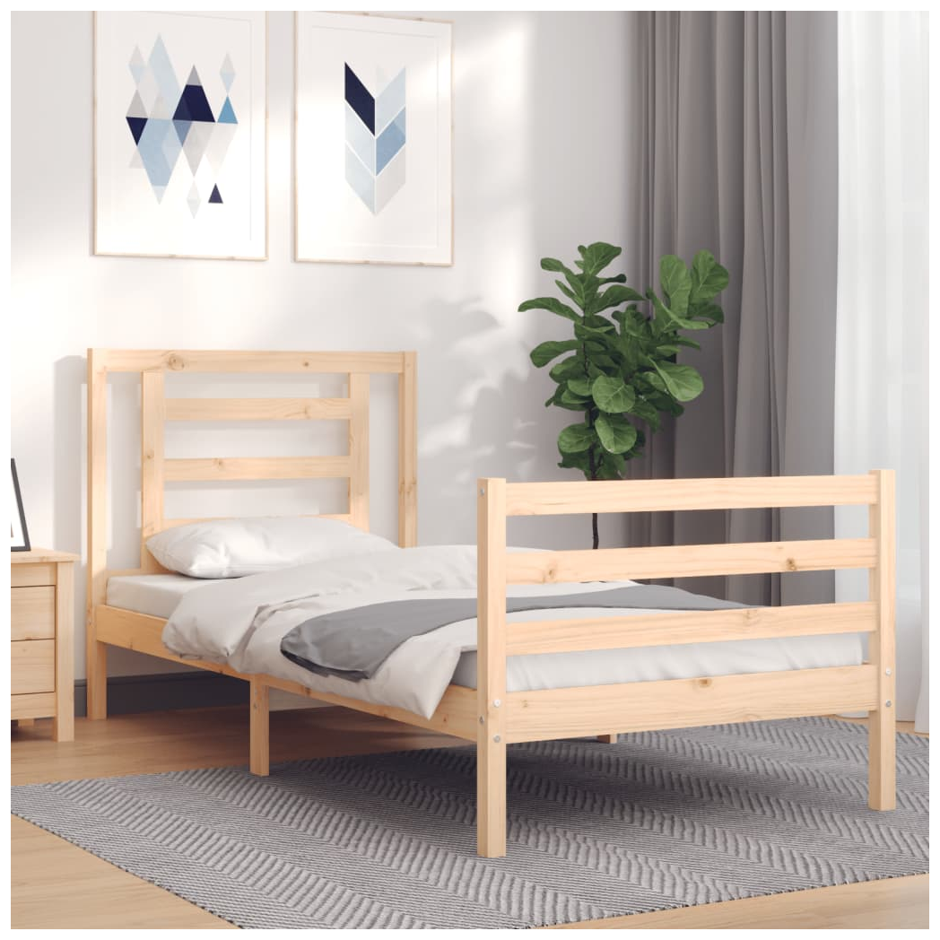 Bed Frame with Headboard 90x200 cm Solid Wood