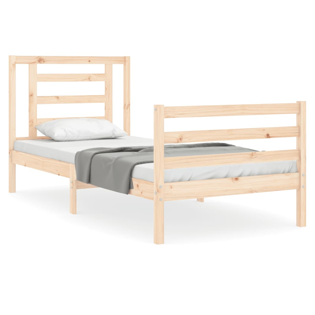 Bed Frame with Headboard 90x200 cm Solid Wood