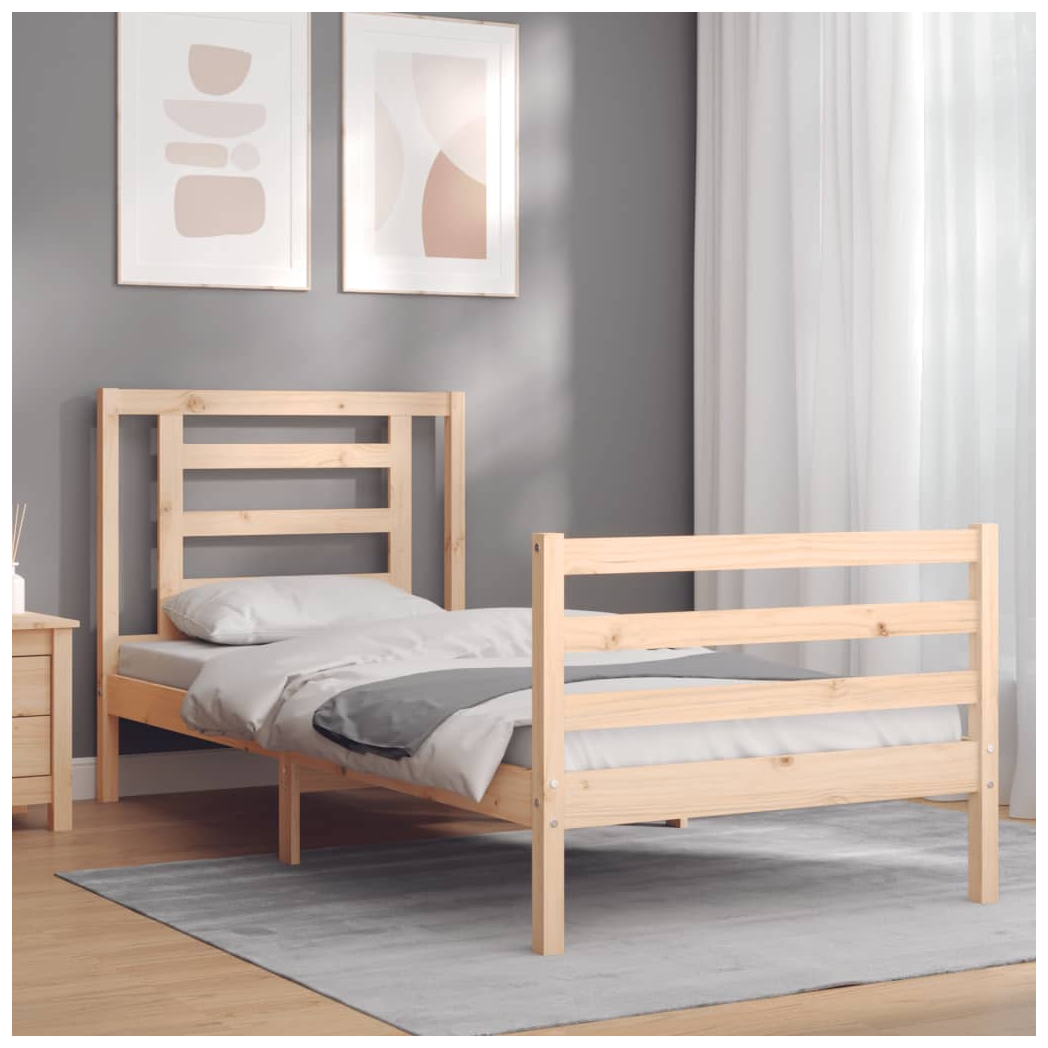 Bed Frame with Headboard 90x200 cm Solid Wood