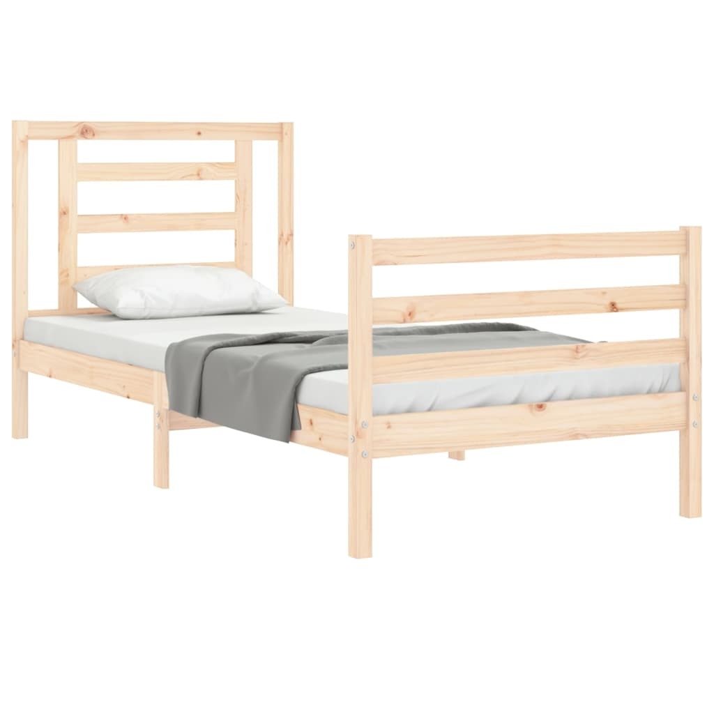 Bed Frame with Headboard 90x200 cm Solid Wood